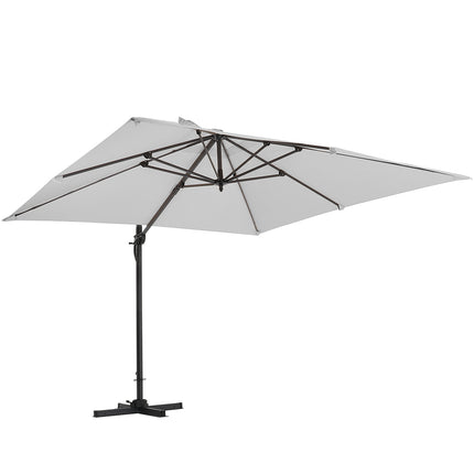 3M Large Garden Roma Tilting Aluminium Cantilever Parasol With Cross Base, Light Grey