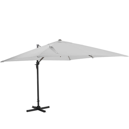 3M Large Garden Roma Tilting Aluminium Cantilever Parasol With Cross Base, Light Grey