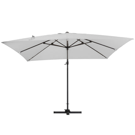 3M Large Garden Roma Tilting Aluminium Cantilever Parasol With Petal Base, Light Grey
