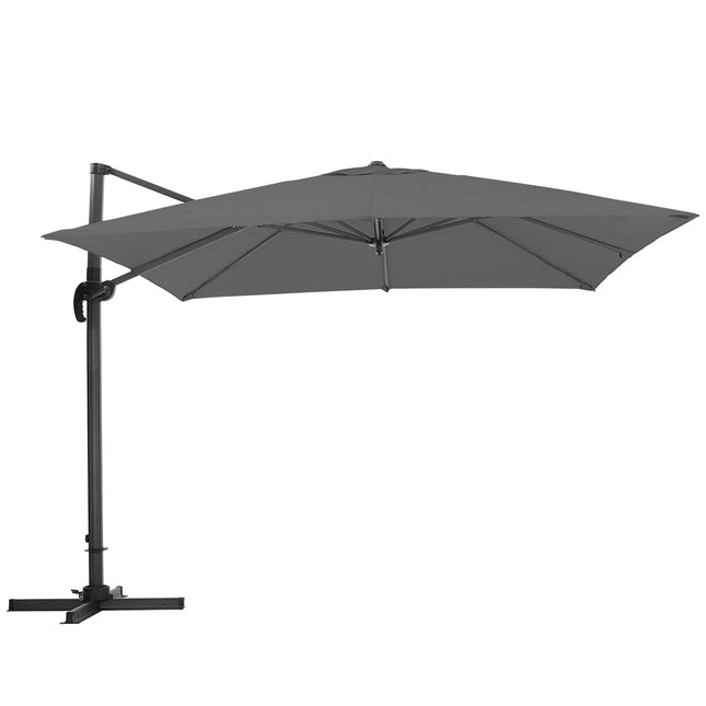 3M Large Garden Roma Tilting Aluminium Cantilever Parasol With Fanshaped Base, Dark Grey