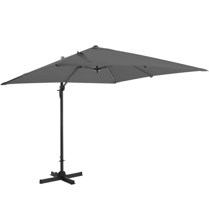 3M Large Garden Roma Tilting Aluminium Cantilever Parasol With Fanshaped Base, Dark Grey