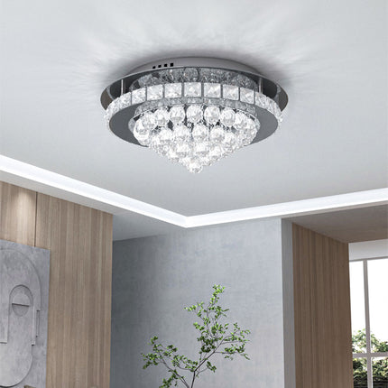 Modern Round LED Ceiling Light Crystal Chandelier Lamp, 40CM Cool White