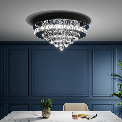 Modern Round LED Ceiling Light Crystal Chandelier Lamp, 40CM Cool White