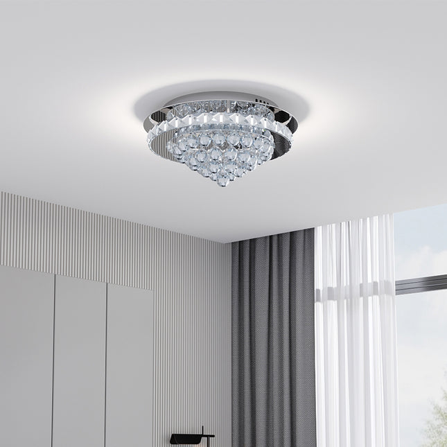 Modern Round LED Ceiling Light Crystal Chandelier Lamp, 40CM Dimmable
