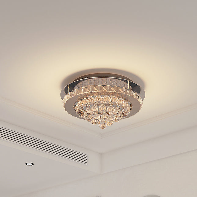 Modern Round LED Ceiling Light Crystal Chandelier Lamp, 40CM Dimmable