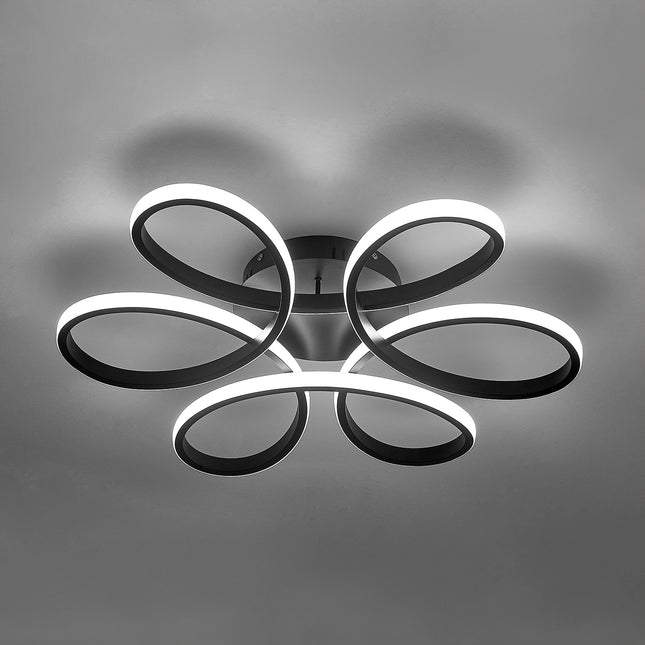 Modern Petal LED Chandelier Ceiling Light Black 58CM Cool White