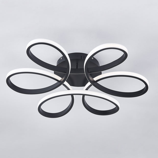 Modern Acrylic Petal LED Chandelier Ceiling Light Black 58CM Cool White