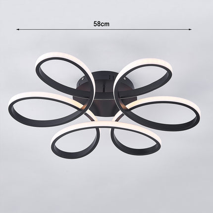 Modern Acrylic Petal LED Chandelier Ceiling Light Black 58CM Cool White