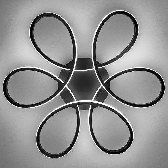 Modern Acrylic Petal LED Chandelier Ceiling Light Black 74CM Cool White