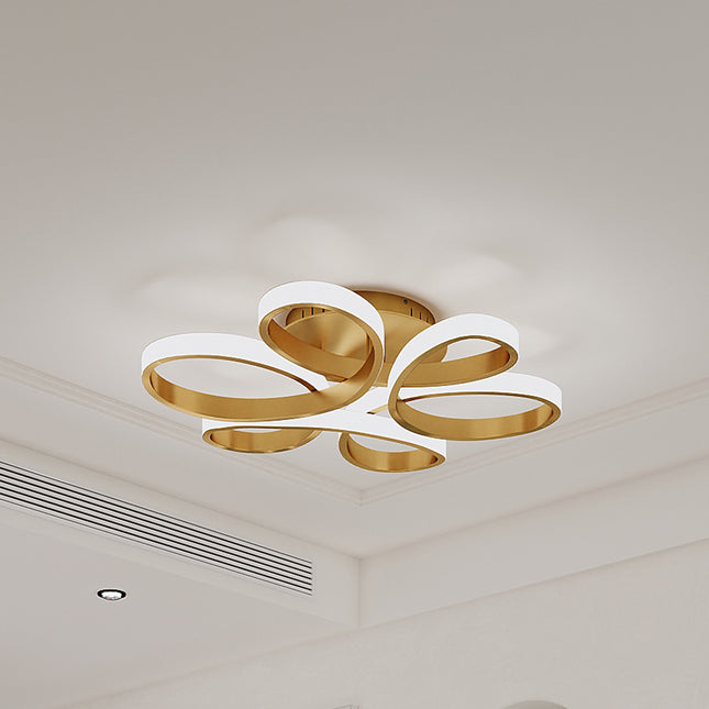 Modern Petal LED Chandelier Ceiling Light, Gold 58CM Cool White