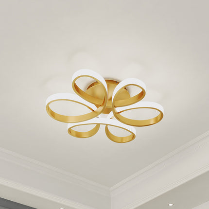 Modern Petal LED Chandelier Ceiling Light, Gold 58CM Cool White
