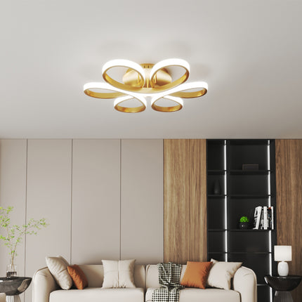 Modern Petal LED Chandelier Ceiling Light, Gold 58CM Dimmable