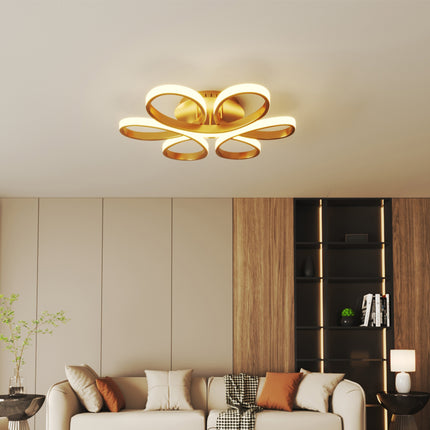 Modern Petal LED Chandelier Ceiling Light, Gold 58CM Dimmable