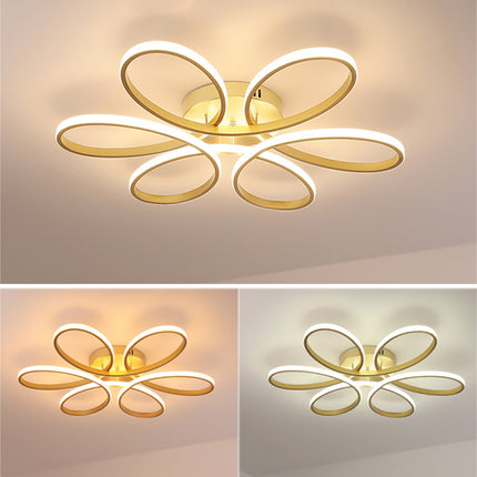 Modern Petal LED Chandelier Ceiling Light, Gold 58CM Dimmable