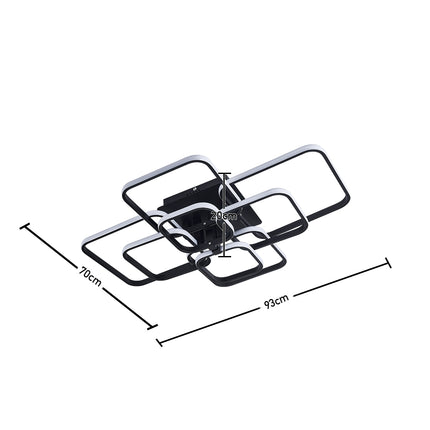 Modern Square LED Ceiling Lamp Chandelier Light Black Frame 8 Head Cool White