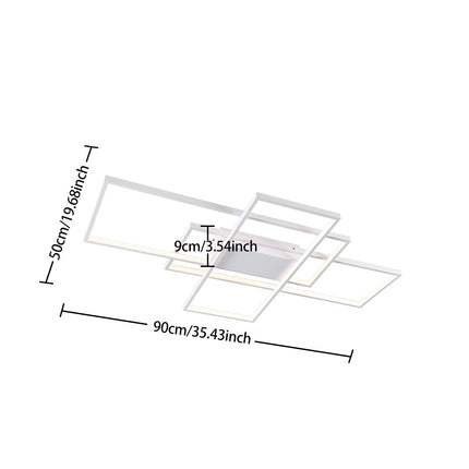 Modern Rectangle LED Chandelier Ceiling Light , 90CM Dimmable