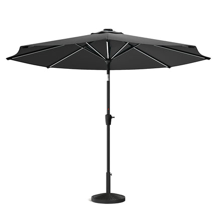 Patio Umbrella 3M Large Traditional Parasol with Resin Base Black