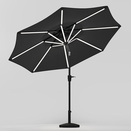 Patio Umbrella 3M Large Traditional Parasol with Resin Base Black