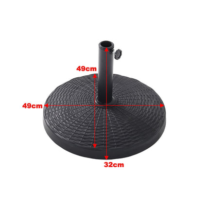 Large Solar Powered LED Patio Umbrella for Outdoor Garden with Base Light Grey