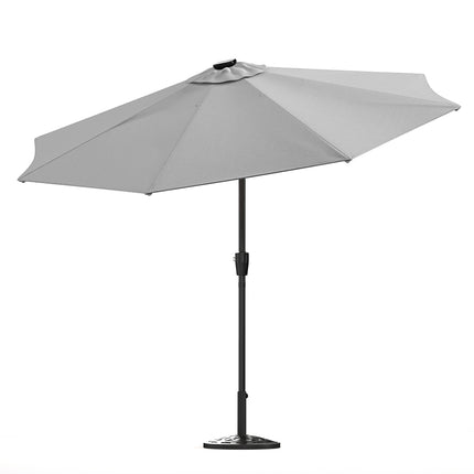 Patio Umbrella 3M Large Traditional Parasol with Resin Base Light Grey