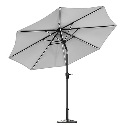 Patio Umbrella 3M Large Traditional Parasol with Resin Base Light Grey