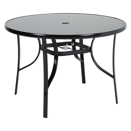 105CM Garden Glass Top Table With Umbrella Hole, Round