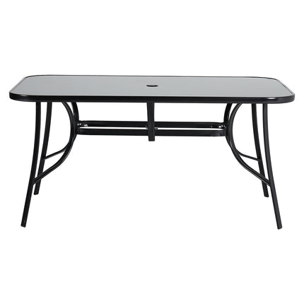 Garden Glass Top Rectangle Table With Umbrella Hole 150CM