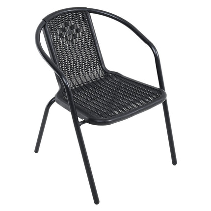 Set of 6 Black Garden Patio Metal Wicker Chairs