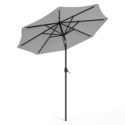 3M Light Grey Large Garden LED Parasol Outdoor Umbrella with Light Sun Shade Crank Tilt with 14KG Round Base