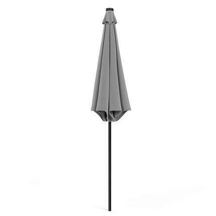 3M Light Grey Large Garden LED Parasol Outdoor Umbrella with Light Sun Shade Crank Tilt with 14KG Round Base