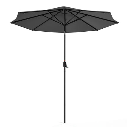 3M Large Garden LED Parasol Outdoor Beach Umbrella with Light Sun Shade Crank Tilt No Base,Dark Grey