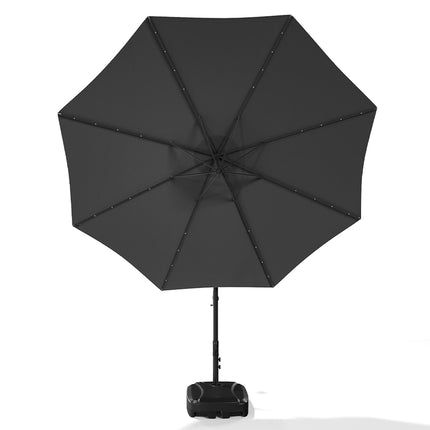3M Outdoor 32 LED Lighted Patio Umbrella with Crank Lift System with Rectangular Base