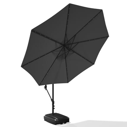 3M Outdoor 32 LED Lighted Patio Umbrella with Crank Lift System with Rectangular Base