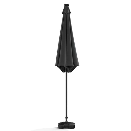 3M Large Garden LED Parasol Outdoor Beach Umbrella with Light Sun Shade Crank Tilt with Square Base, Gark Grey