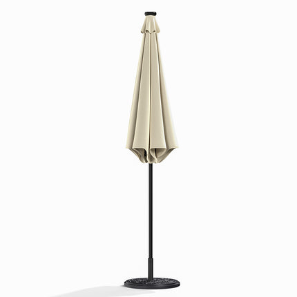 3M Large Garden LED Parasol Outdoor Beach Umbrella with Light Sun Shade Crank Tilt with 10KG Round Base, Beige