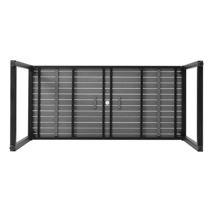 3 Pcs Modern Outdoor Garden Dining Table and Bench Set, Grey