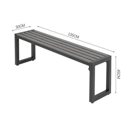 3 Pcs Modern Outdoor Garden Dining Table and Bench Set, Grey