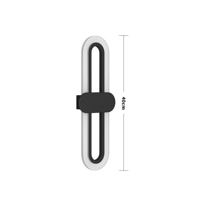 L40cm Black Oval LED Wall Sconce Warm Light
