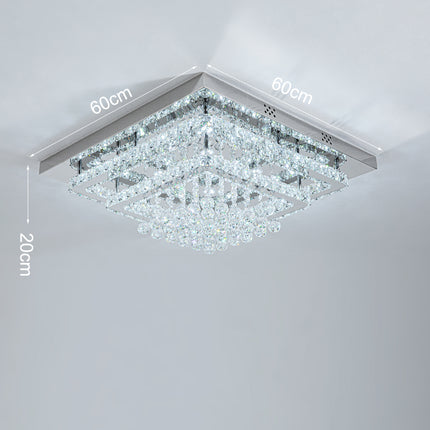 Modern Crystal LED Flush Mount Ceiling Light Fixture 60x60x20CM