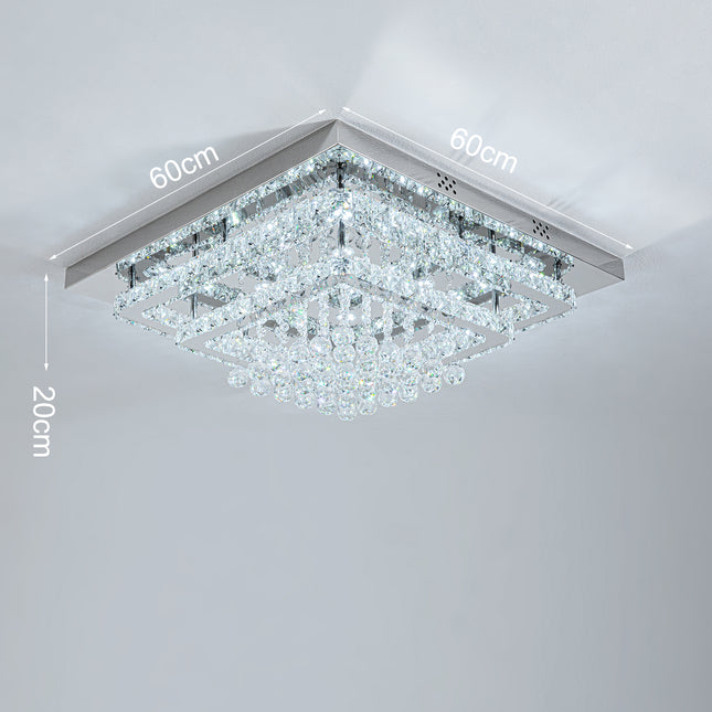 Modern Crystal LED Flush Mount Ceiling Light Fixture 60x60x20CM