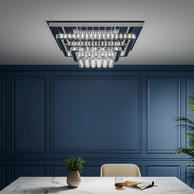 Modern Crystal LED Flush Mount Ceiling Light Fixture 60x60x20CM