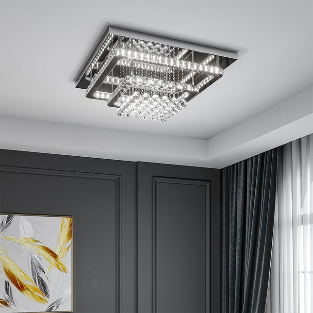 Modern Crystal LED Flush Mount Ceiling Light Fixture 60x60x20CM