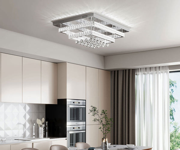 Modern Crystal LED Flush Mount Ceiling Light Fixture 80x60x20CM