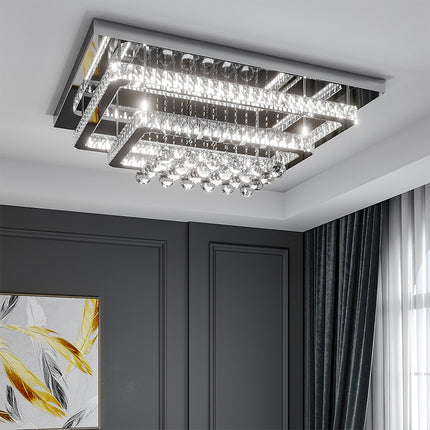 Modern Crystal LED Flush Mount Ceiling Light Fixture 80x60x20CM