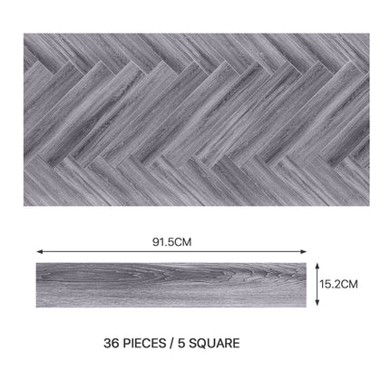36 Pcs Wood Grain PVC Self-Adhesive Flooring Plank 91.5cm L x 15.2cm W