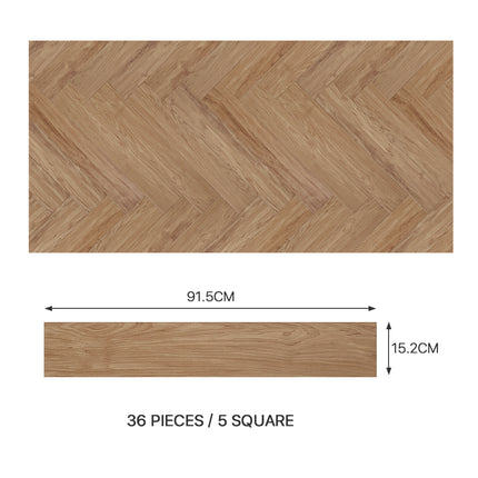36 Pcs Wood Grain PVC Self-Adhesive Flooring Plank 91.5cm L x 15.2cm W