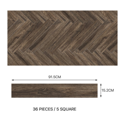 36 Pcs Wood Grain PVC Self-Adhesive Flooring Plank 91.5cm L x 15.2cm W