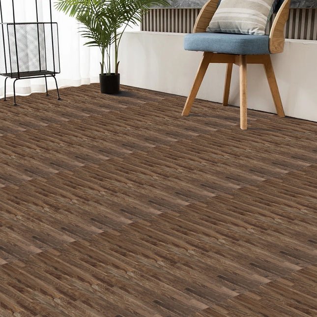 36Pcs PVC Wooden Self-adhesive Laminate Flooring Planks for Home Decor