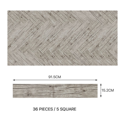36 Pcs Wood Grain PVC Self-Adhesive Flooring Plank 91.5cm L x 15.2cm W