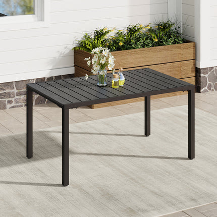Grey 150cm Garden Dining Table with Parasol Hole